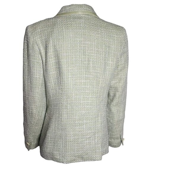 Jaclyn Smith Blazer Suit Jacket Womens Size 10 Light Green White Tweed Lined - Picture 3 of 7